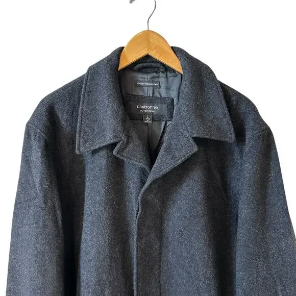Claiborne Outerwear Men’s Italian Wool Blend Coat Overcoat Jacket Black Large